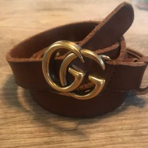 GUCCI double G thin brown belt SIZE 85